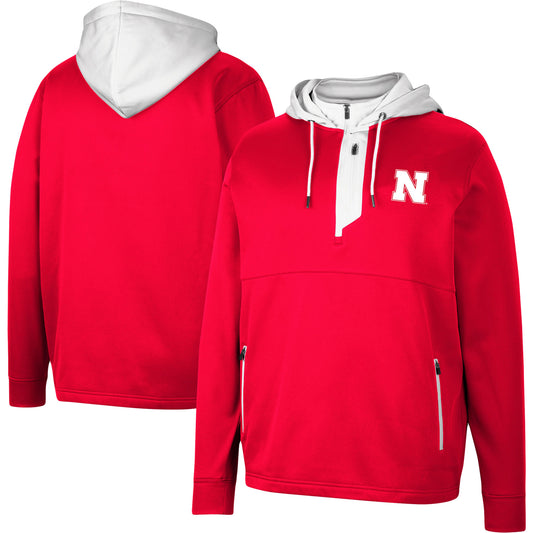 Men's Colosseum Scarlet Nebraska Huskers Luge 3.0 Quarter-Zip Hoodie