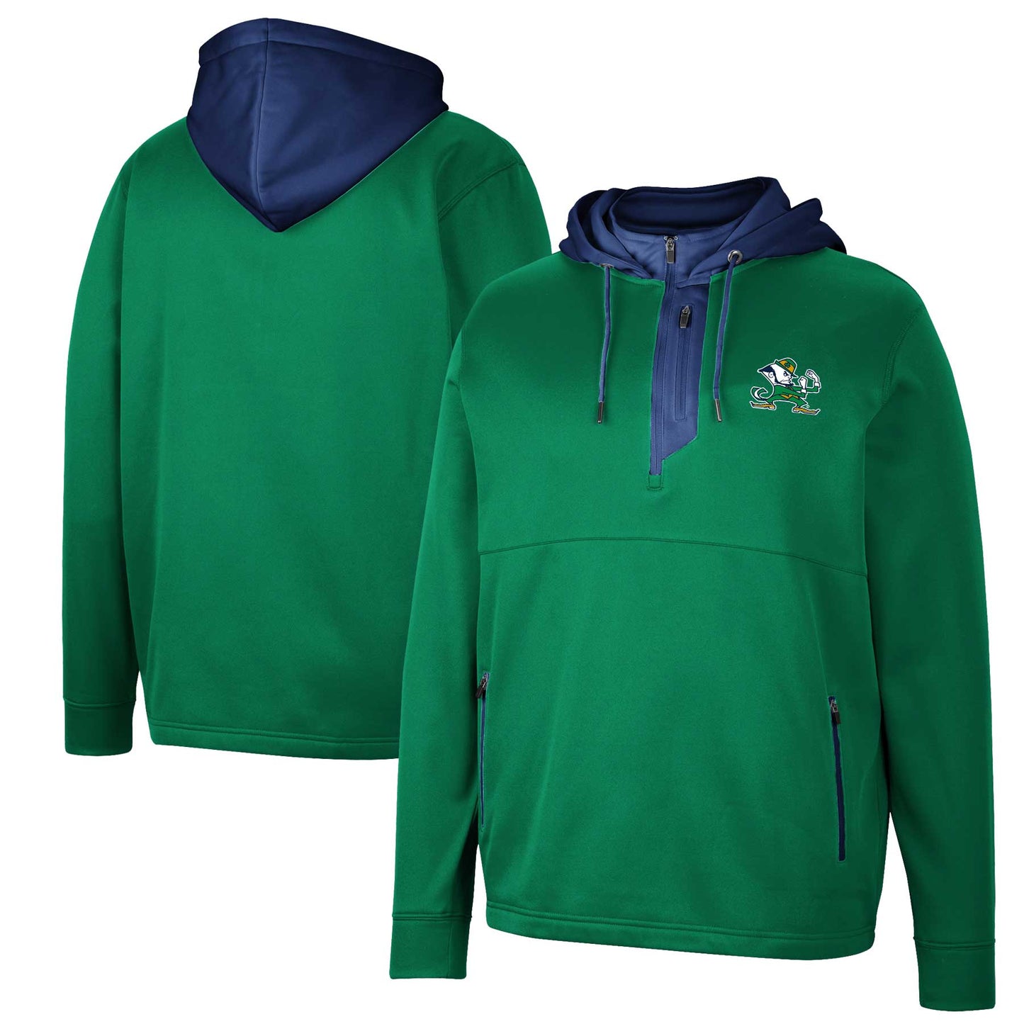 Men's Colosseum Green Notre Dame Fighting Irish Luge 3.0 Quarter-Zip Hoodie