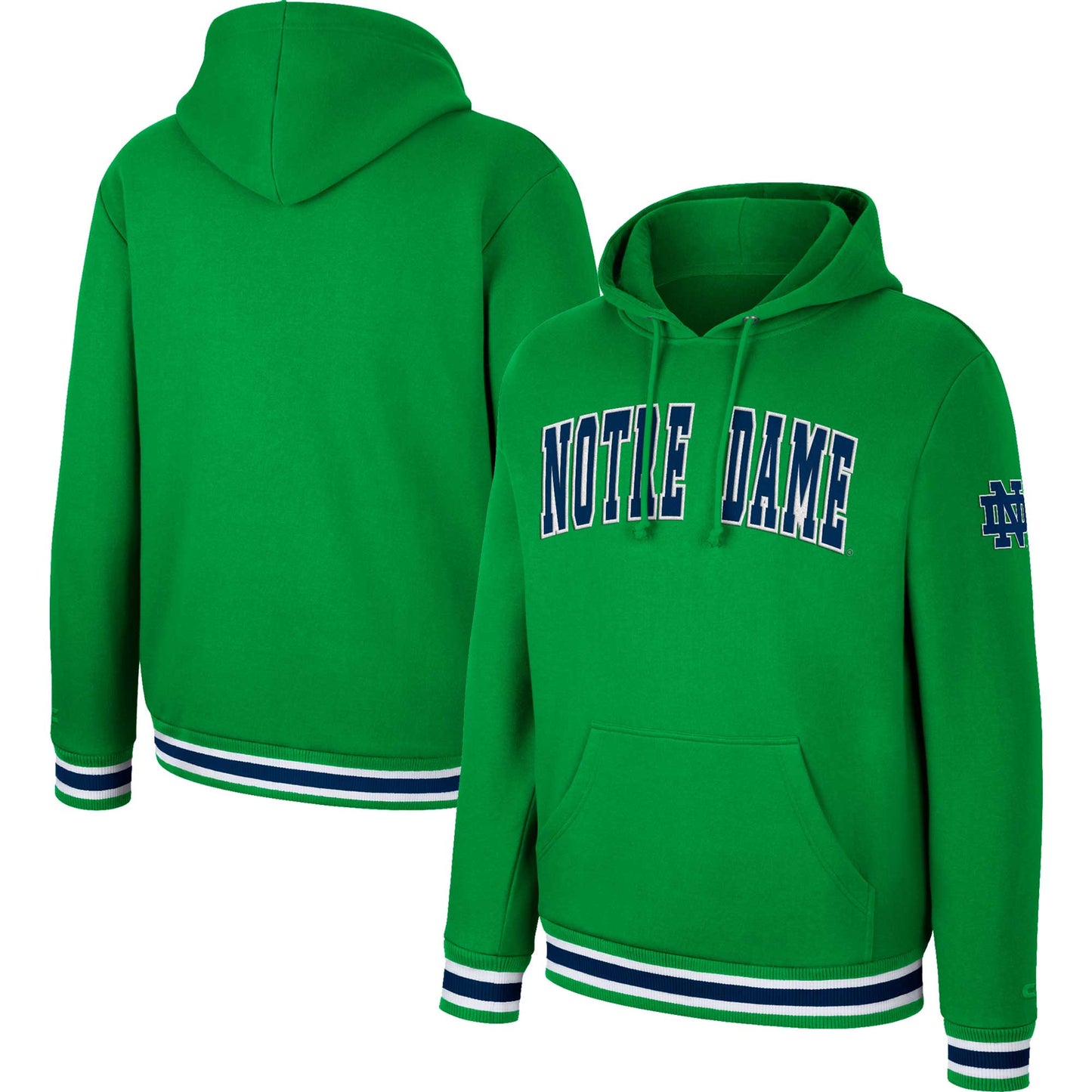 Men's Colosseum Green Notre Dame Fighting Irish Varsity Arch Pullover Hoodie