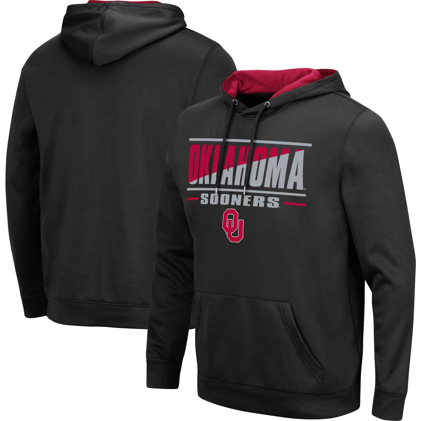 Men's Colosseum Black Oklahoma Sooners Slash Stack 2.0 Pullover Hoodie