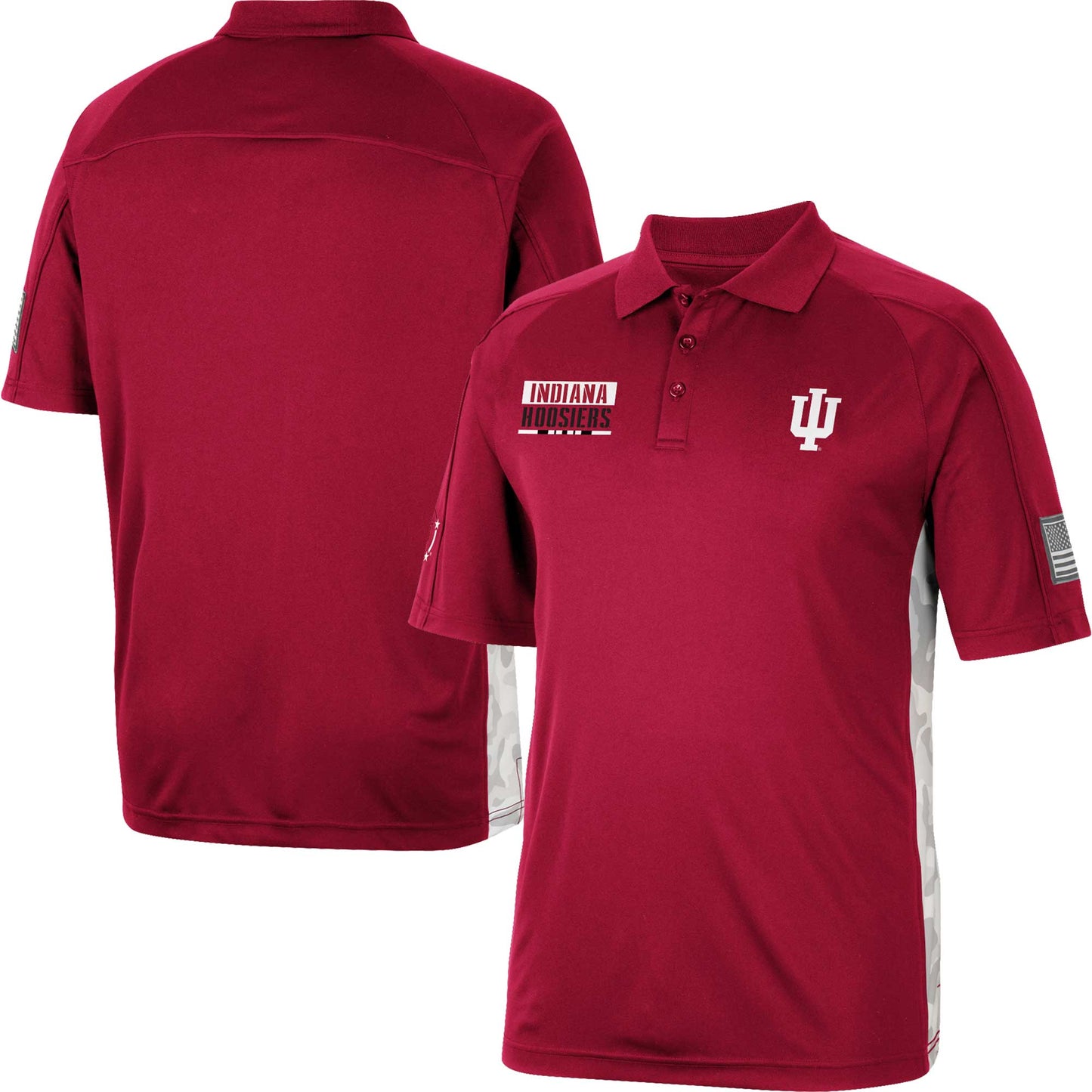 Men's Colosseum Crimson Indiana Hoosiers OHT Military Appreciation Snow Camo Polo