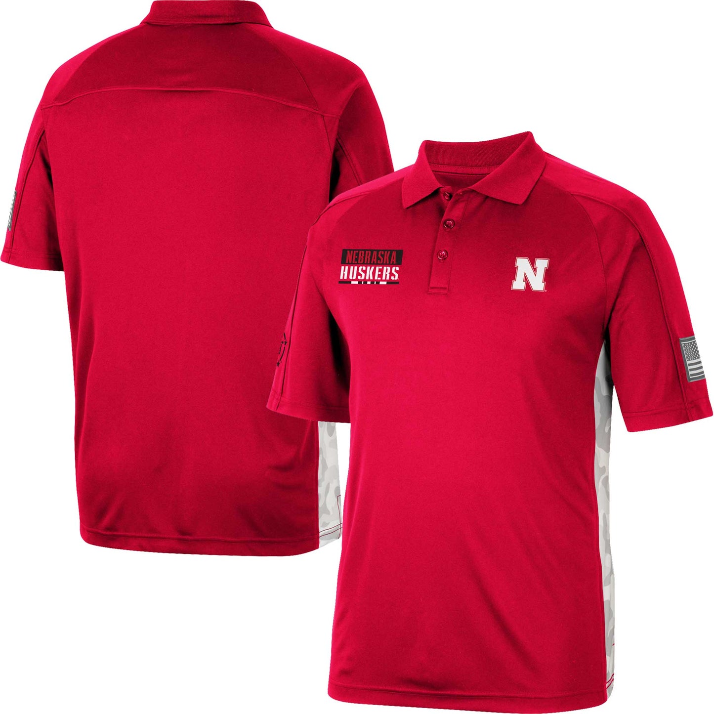 Men's Colosseum Scarlet Nebraska Huskers OHT Military Appreciation Snow Camo Polo