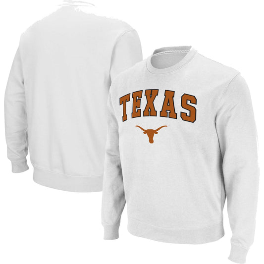 Men's Colosseum White Texas Longhorns Arch & Logo Pullover Sweatshirt