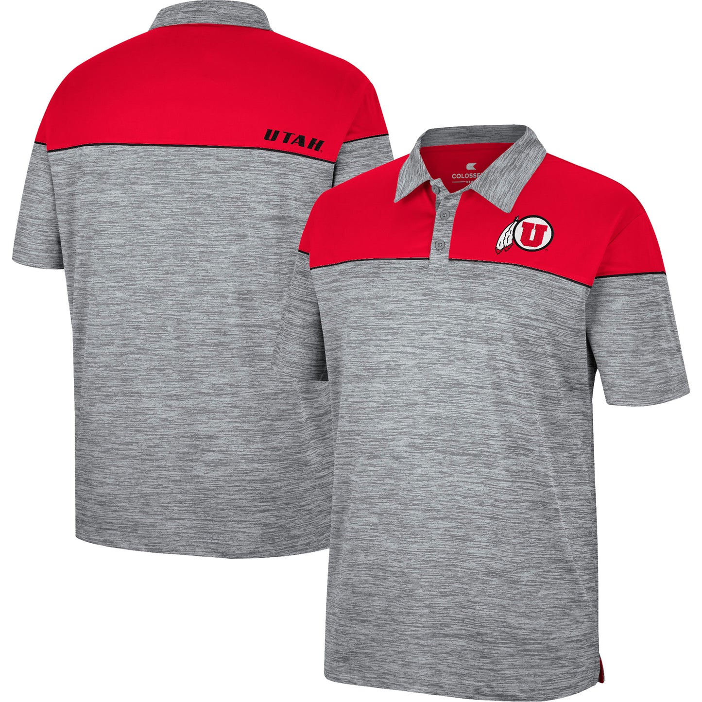 Men's Colosseum Heathered Gray/Red Utah Utes Birdie Polo