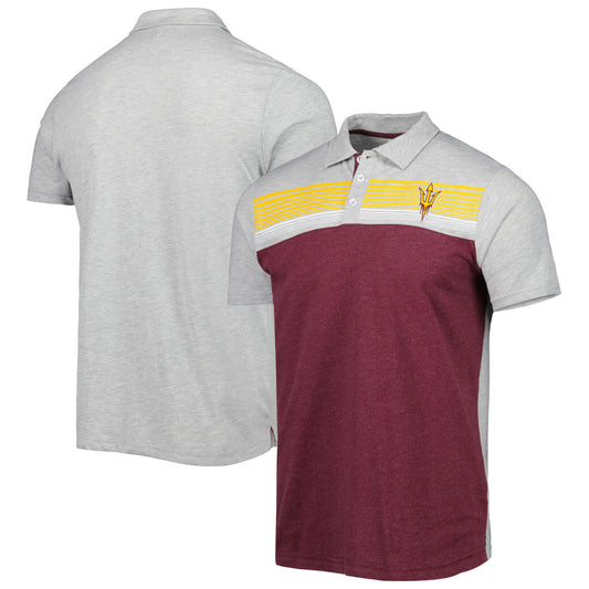 Men's Colosseum Maroon/Heather Gray Arizona State Sun Devils Caddie Lightweight Polo