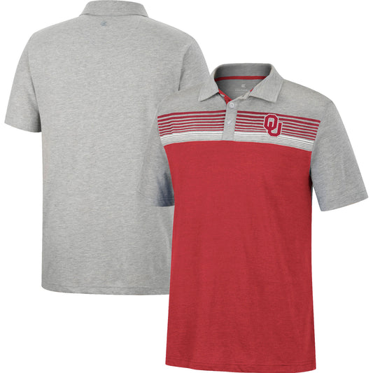 Men's Colosseum Crimson/Heather Gray Oklahoma Sooners Caddie Lightweight Polo