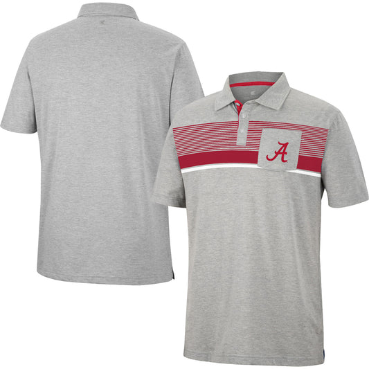 Men's Colosseum Heathered Gray Alabama Crimson Tide Golfer Pocket Polo