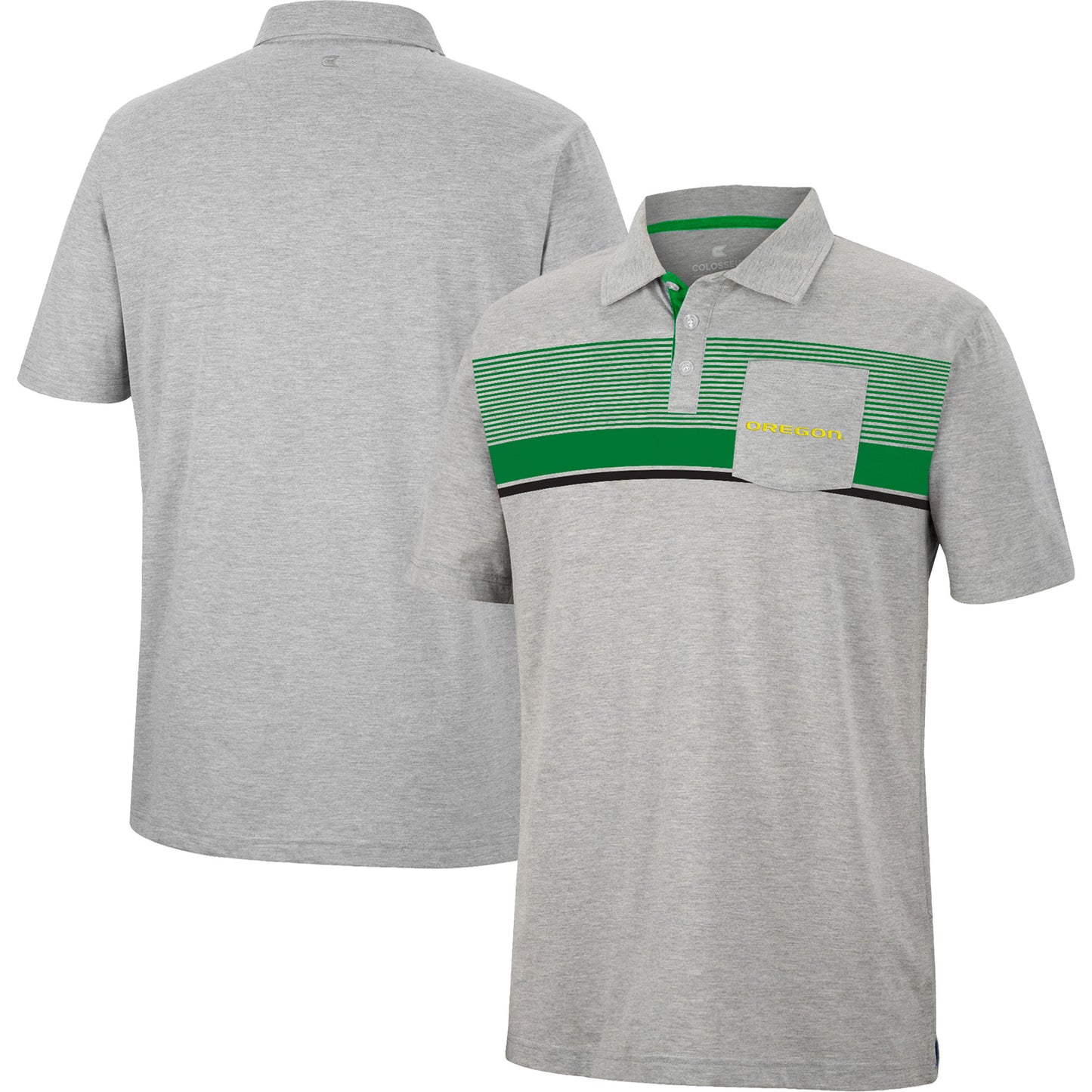 Men's Colosseum Heathered Gray Oregon Ducks Golfer Pocket Polo