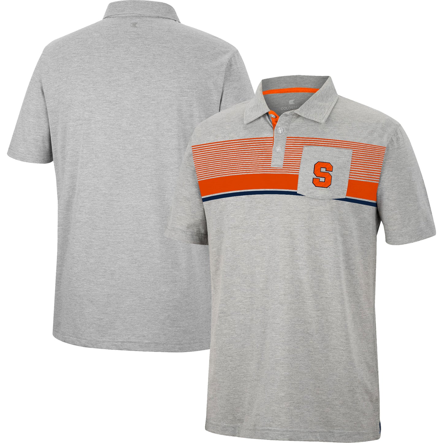 Men's Colosseum Heathered Gray Syracuse Orange Golfer Pocket Polo