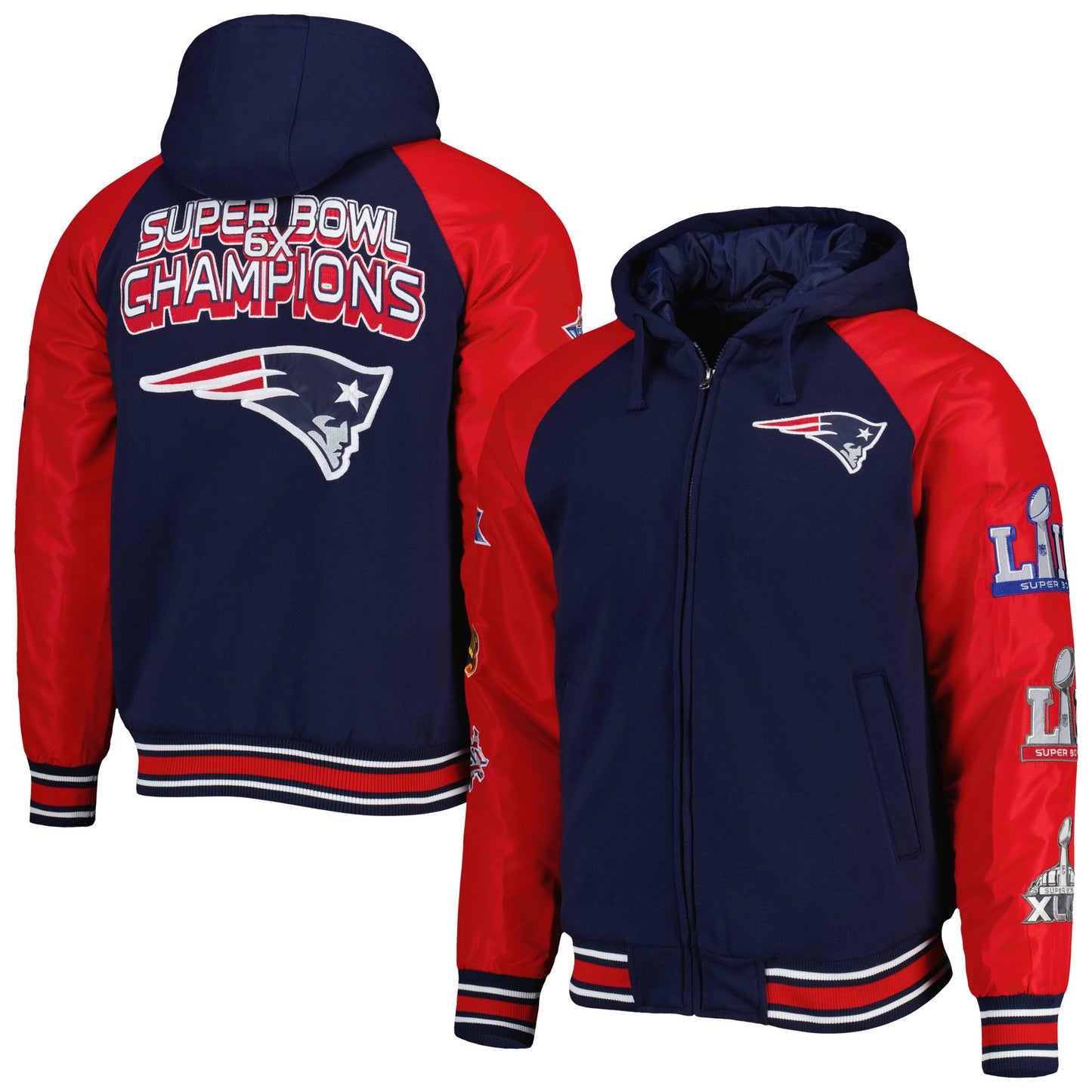 Men's G-III Sports by Carl Banks Navy New England Patriots Defender Raglan Full-Zip Hoodie Varsity Jacket