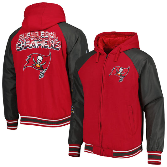 Men's G-III Sports by Carl Banks Red Tampa Bay Buccaneers Defender Raglan Full-Zip Hoodie Varsity Jacket