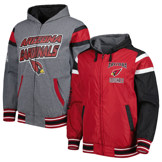 Men's G-III Sports by Carl Banks Cardinal/Gray Arizona Cardinals Extreme Full Back Reversible Hoodie Full-Zip Jacket