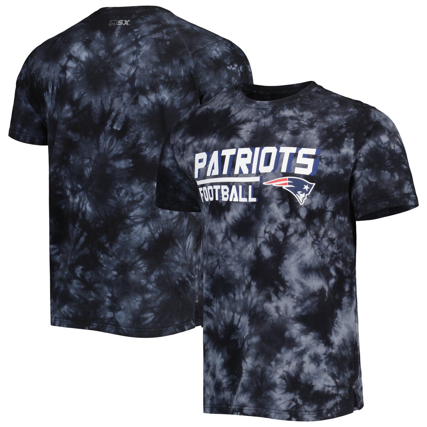 Men's MSX by Michael Strahan Black New England Patriots Recovery Tie-Dye T-Shirt