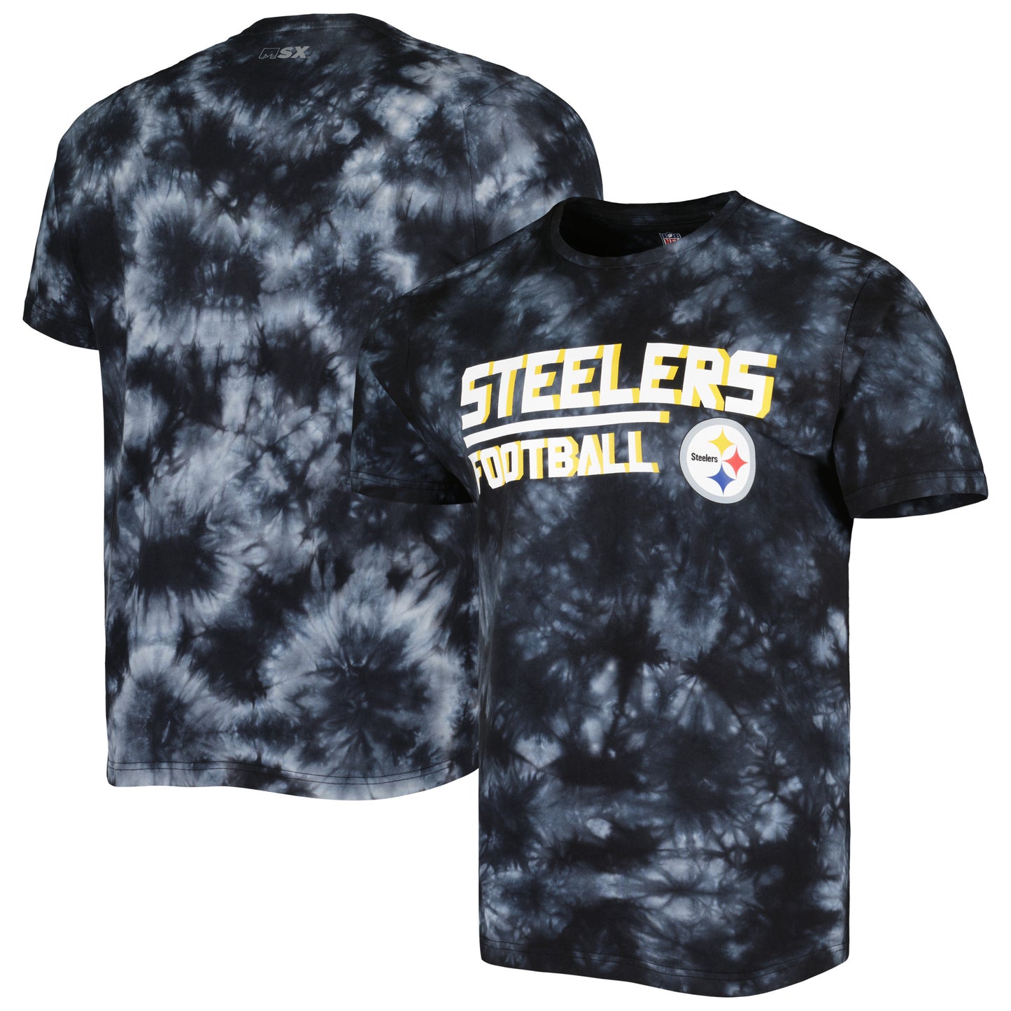 Men's MSX by Michael Strahan Black Pittsburgh Steelers Recovery Tie-Dye T-Shirt