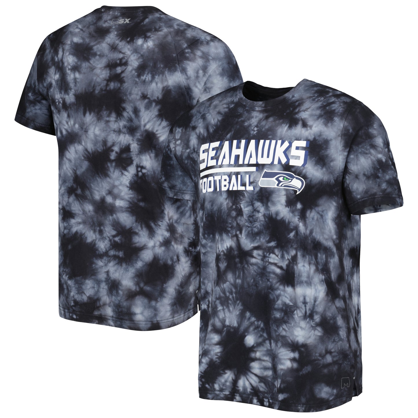 Men's MSX by Michael Strahan Black Seattle Seahawks Recovery Tie-Dye T-Shirt