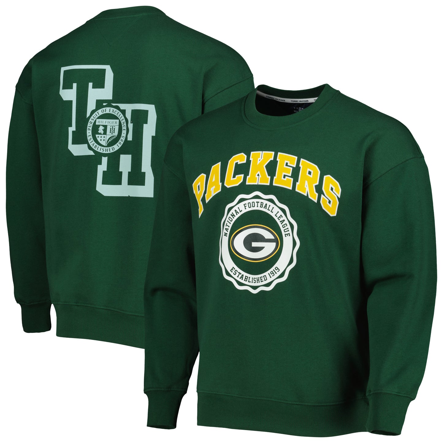 Men's Tommy Hilfiger Green Green Bay Packers Ronald Crew Sweatshirt