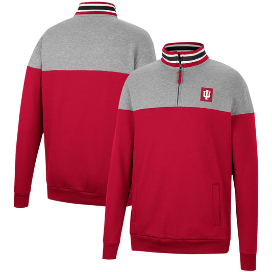 Men's Colosseum Crimson/Heather Gray Indiana Hoosiers Be the Ball Quarter-Zip Top