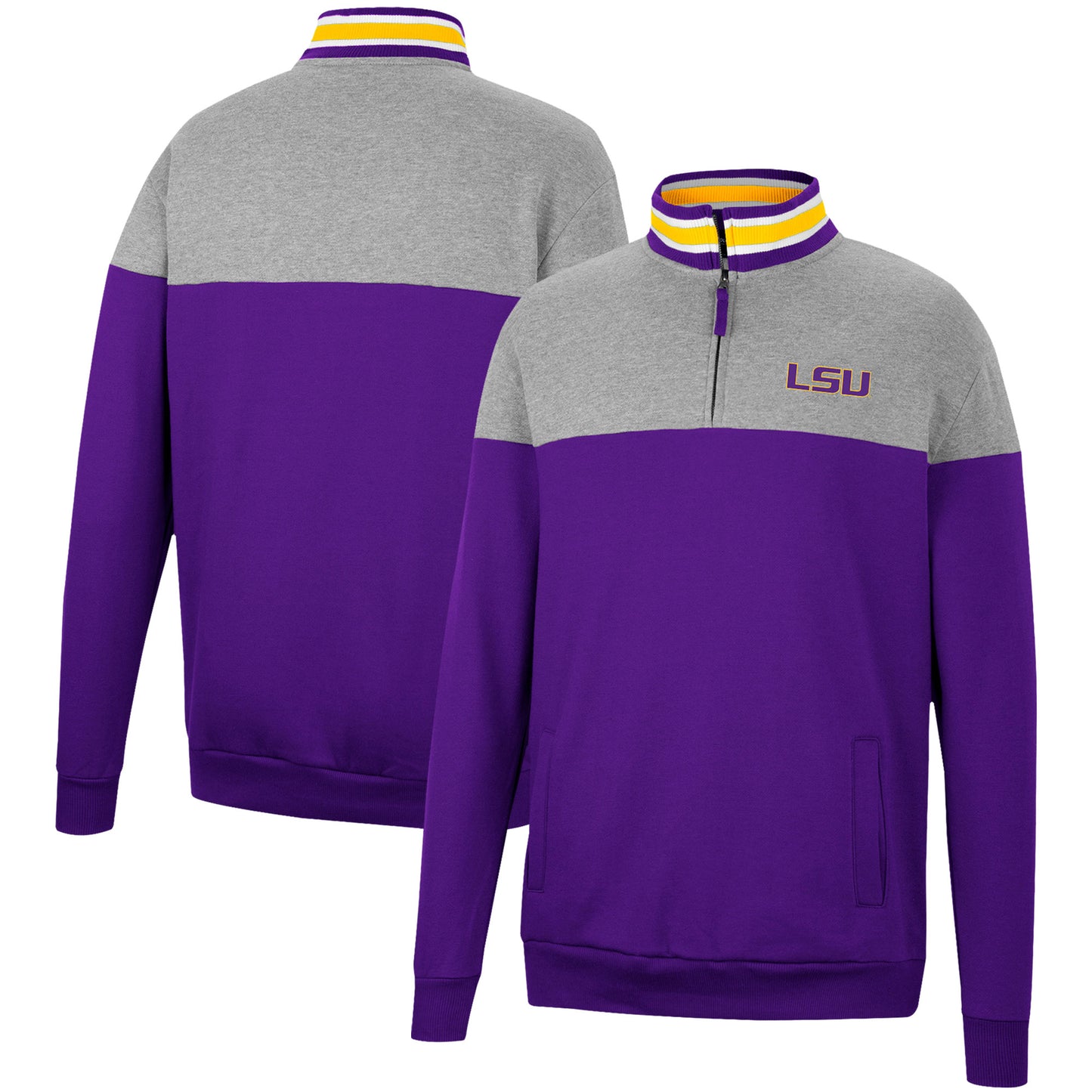 Men's Colosseum Heathered Gray/Purple LSU Tigers Be the Ball Quarter-Zip Top