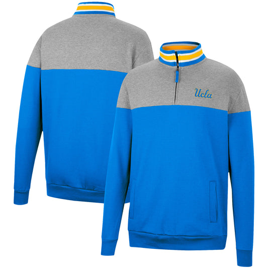 Men's Colosseum Heathered Gray/Blue UCLA Bruins Be the Ball Quarter-Zip Top