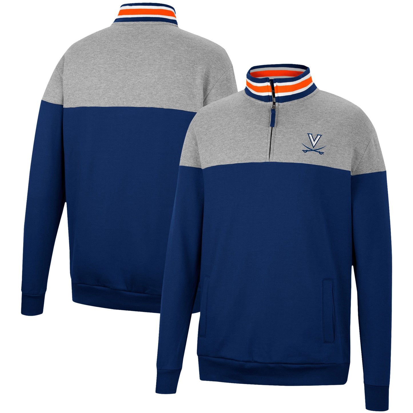 Men's Colosseum Navy/Heather Gray Virginia Cavaliers Be the Ball Quarter-Zip Top