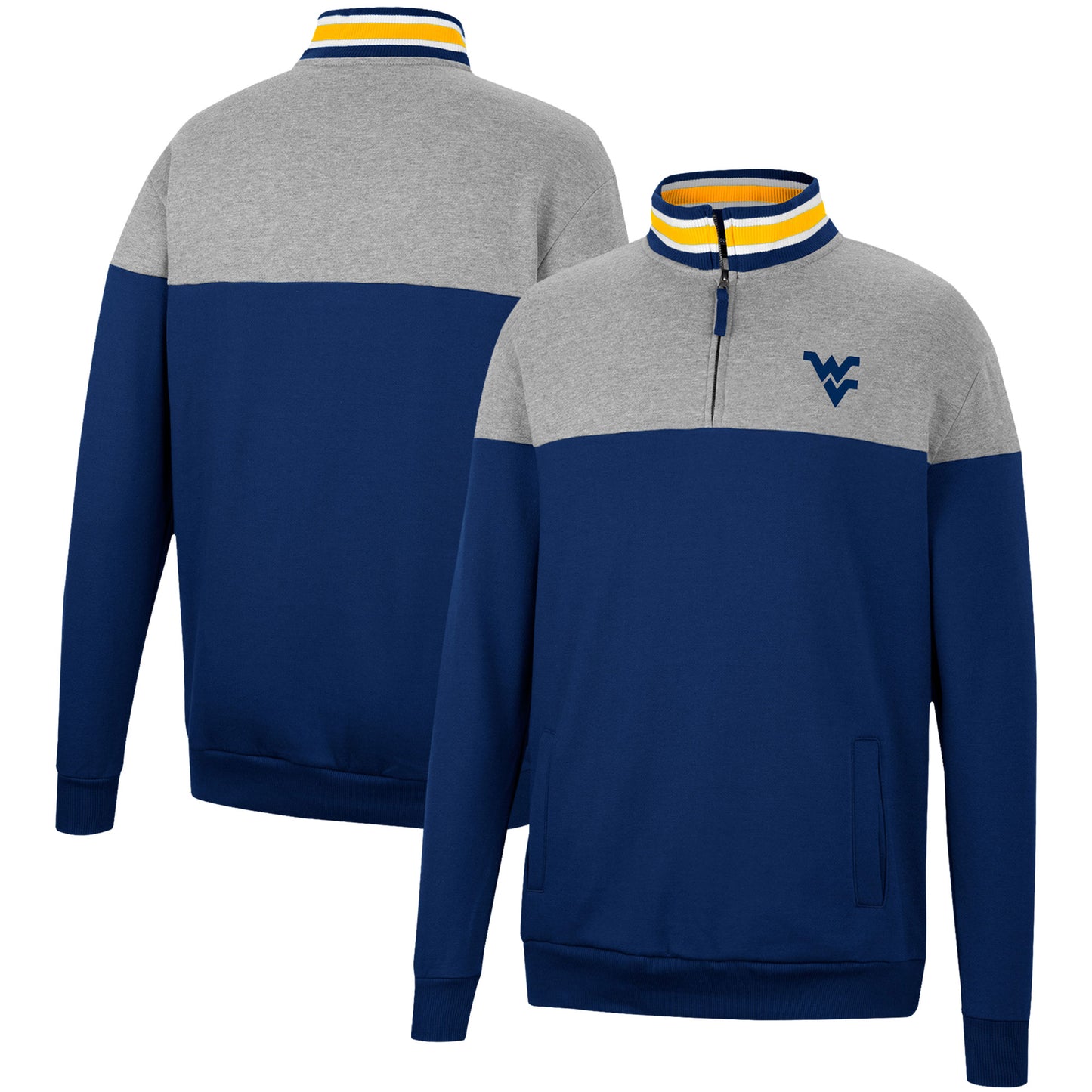 Men's Colosseum Navy/Heather Gray West Virginia Mountaineers Be the Ball Quarter-Zip Top