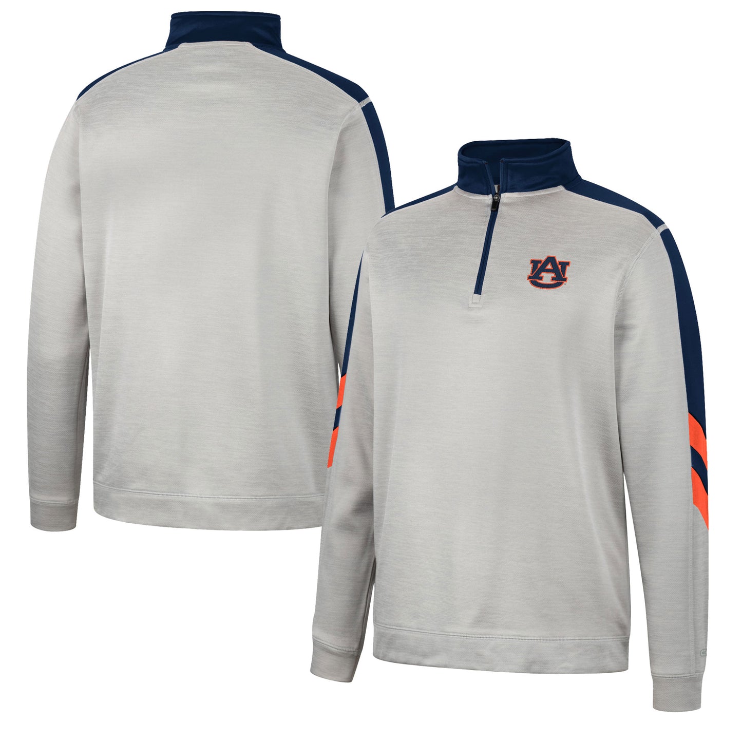 Men's Colosseum Gray/Navy Auburn Tigers Bushwood Fleece Quarter-Zip Jacket