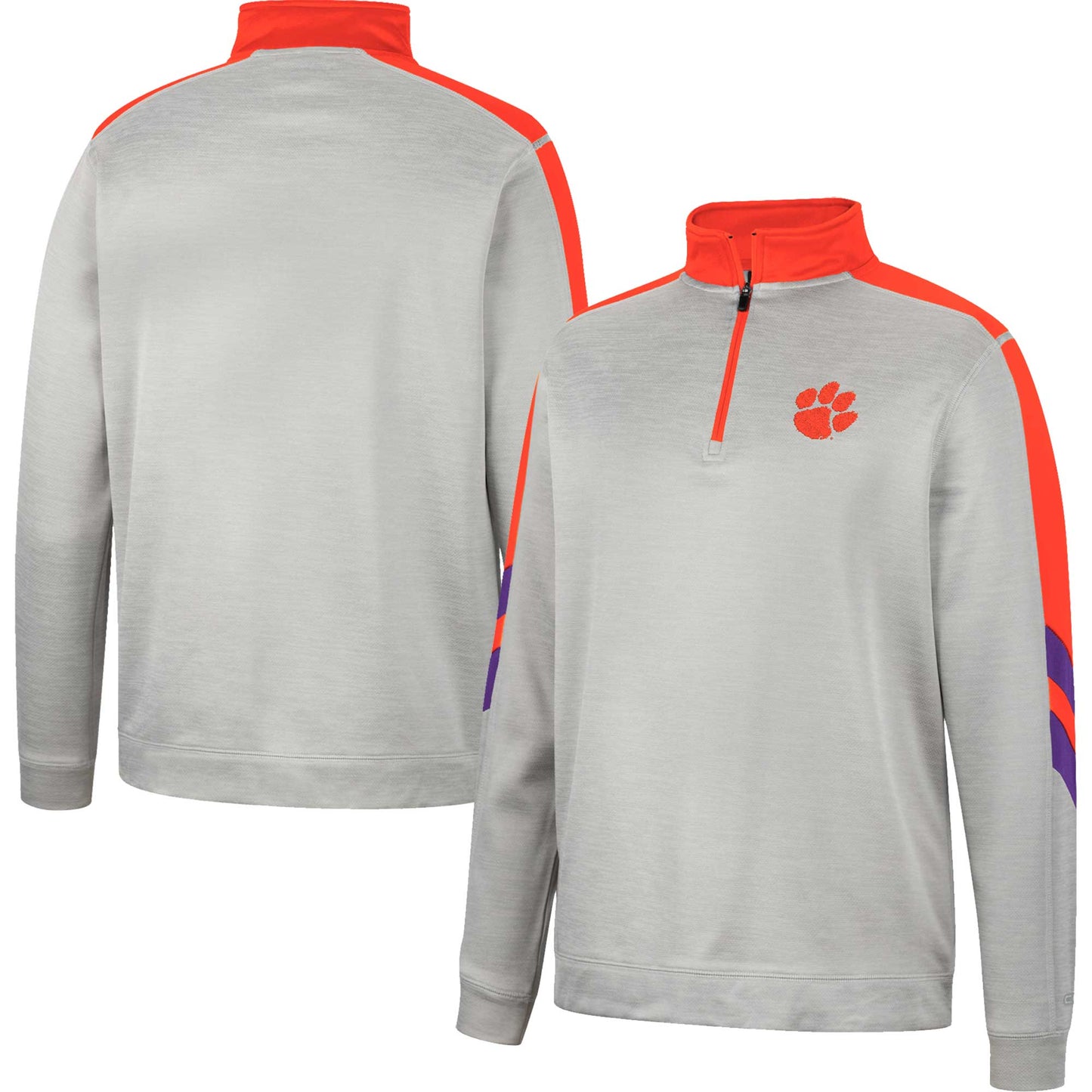 Men's Colosseum Gray/Orange Clemson Tigers Bushwood Fleece Quarter-Zip Jacket