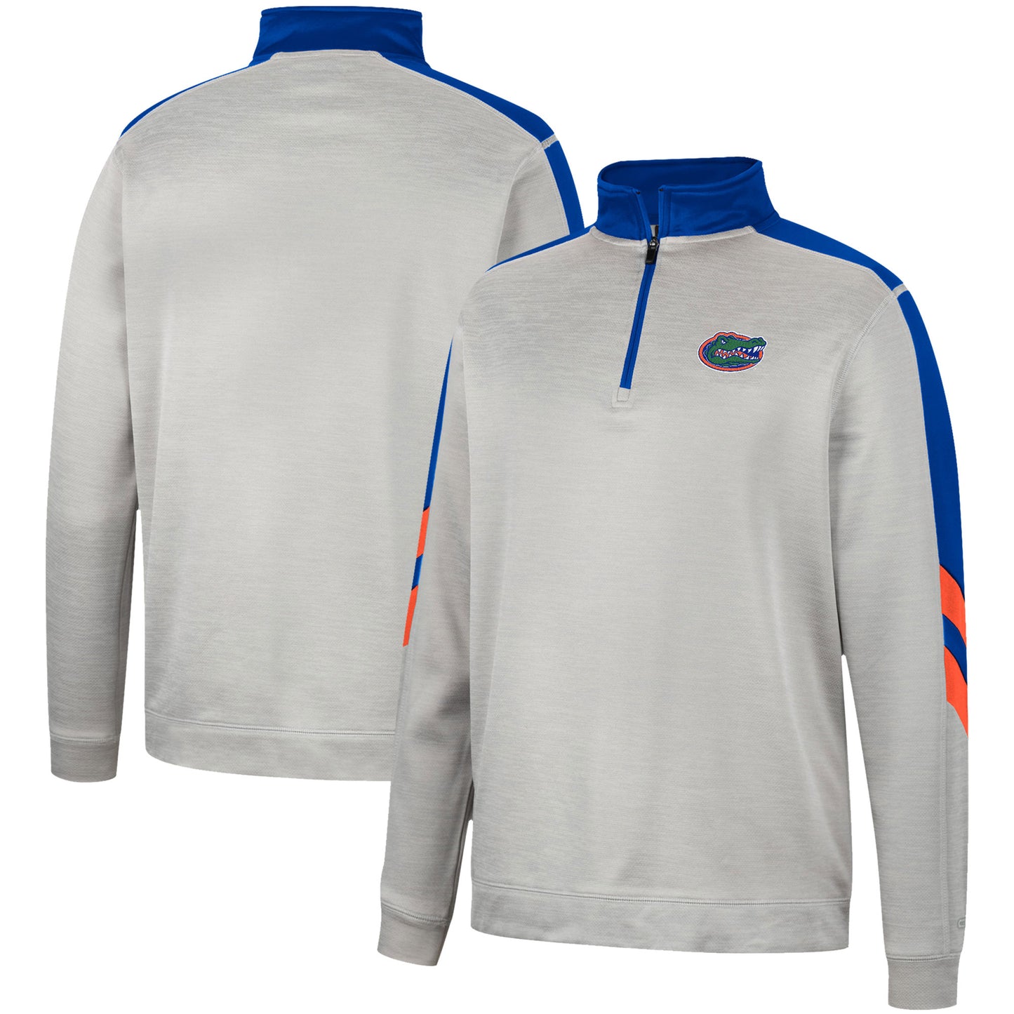 Men's Colosseum Gray/Royal Florida Gators Bushwood Fleece Quarter-Zip Jacket