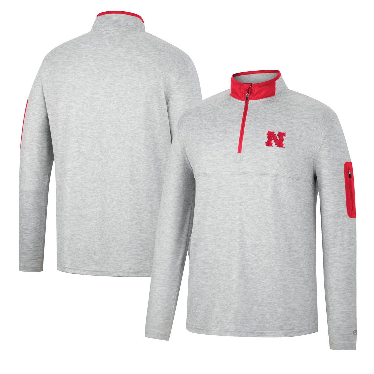 Men's Colosseum Heathered Gray/Scarlet Nebraska Huskers Country Club Windshirt Quarter-Zip Jacket