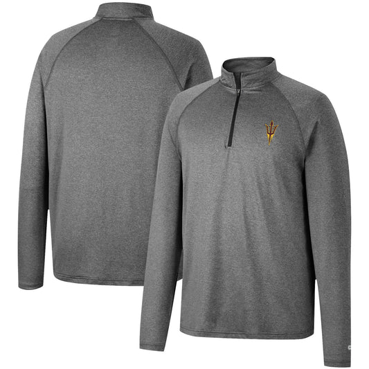 Men's Colosseum Heathered Gray Arizona State Sun Devils Earth First Raglan Quarter-Zip Windshirt