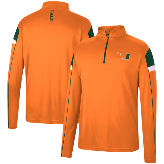 Men's Colosseum Orange Miami Hurricanes Golf Match Quarter-Zip Windshirt