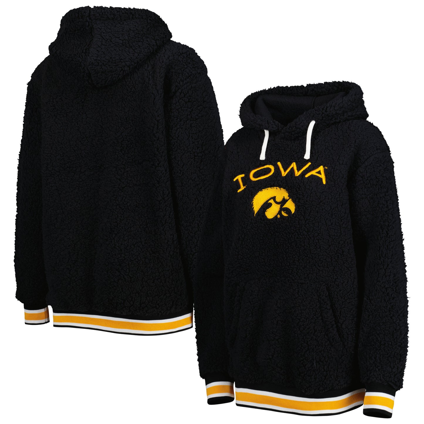 Women's G-III 4Her by Carl Banks Black Iowa Hawkeyes Game Over Sherpa Pullover Hoodie