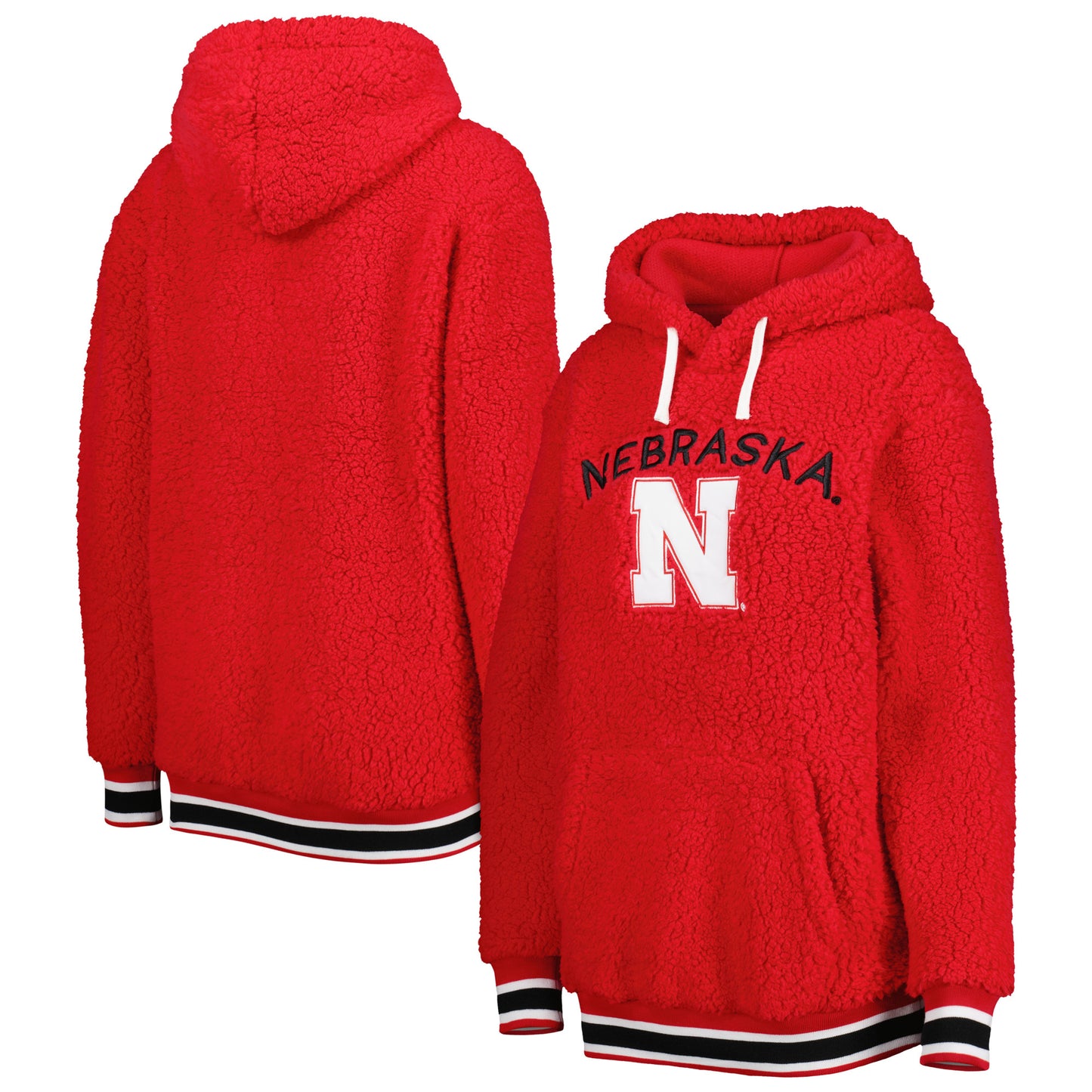 Women's G-III 4Her by Carl Banks Scarlet Nebraska Huskers Game Over Sherpa Pullover Hoodie