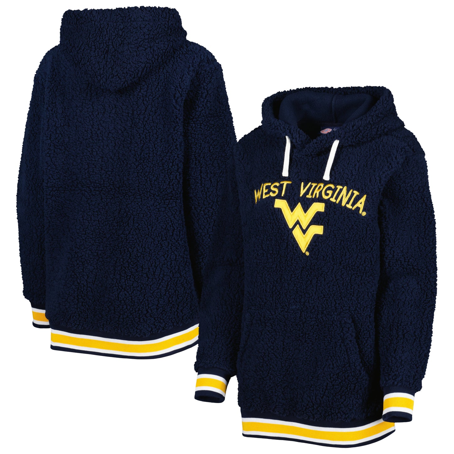 Women's G-III 4Her by Carl Banks Navy West Virginia Mountaineers Game Over Sherpa Pullover Hoodie