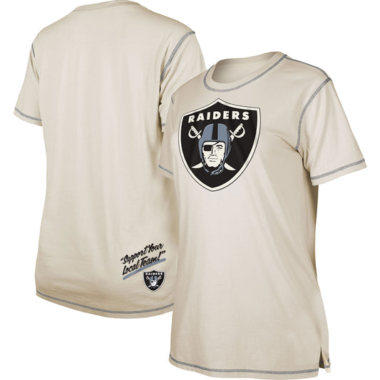 Women's New Era Cream Las Vegas Raiders Split T-Shirt