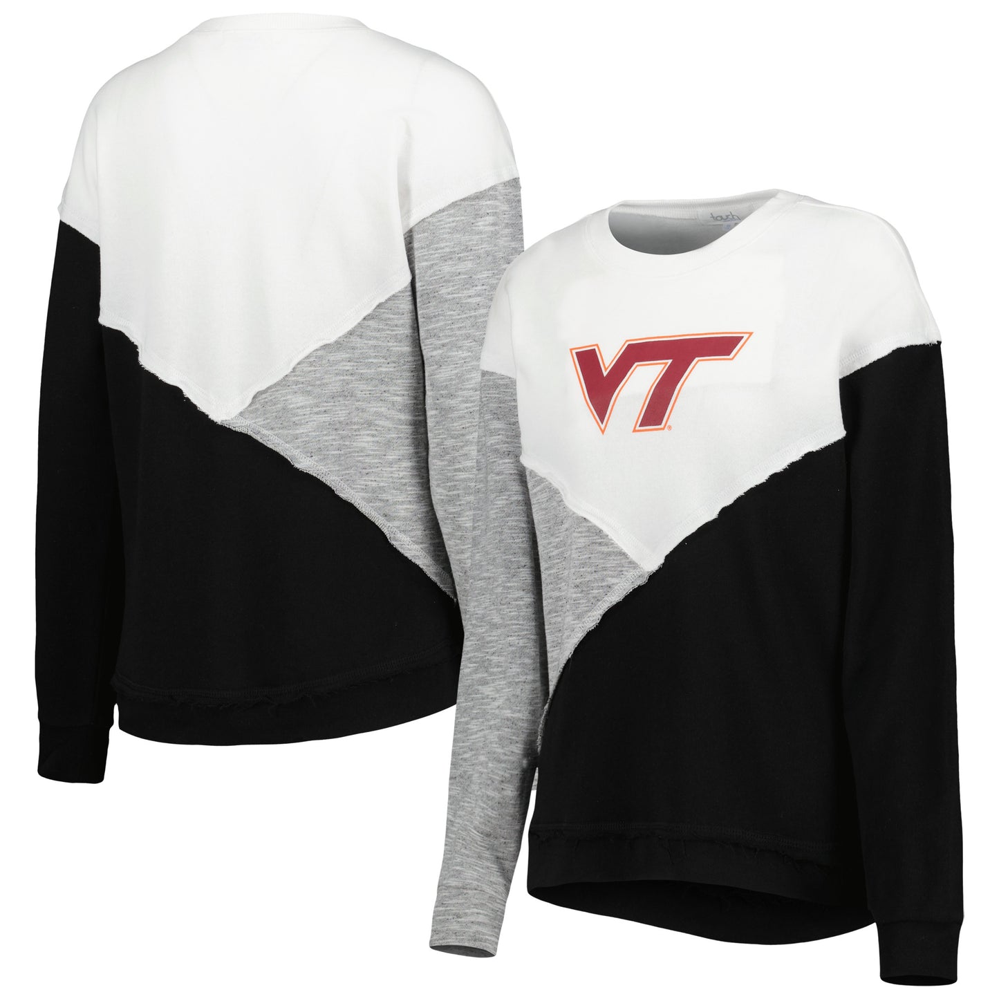 Women's Touch Cream/Black Virginia Tech Hokies Star Player Pieced Pullover Sweatshirt