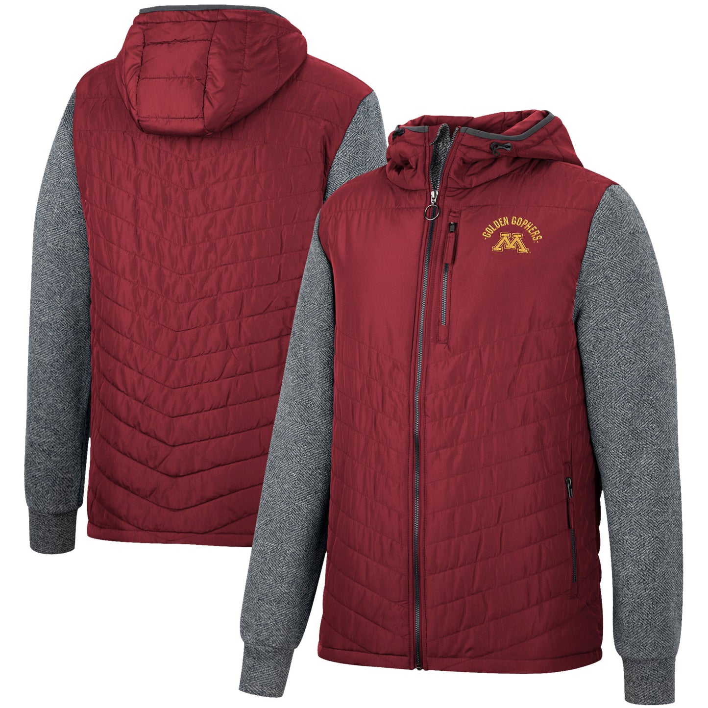 Men's Colosseum Maroon/Charcoal Minnesota Golden Gophers Course Herringbone Full-Zip Hoodie