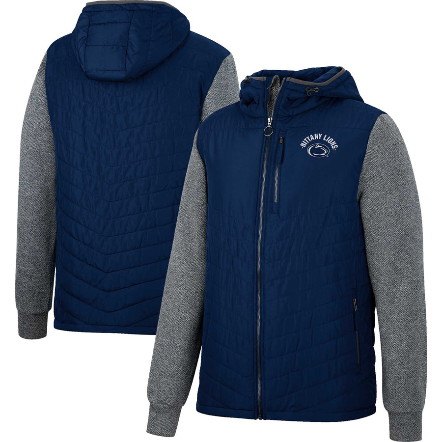 Men's Colosseum Navy Penn State Nittany Lions Course Herringbone Full-Zip Hoodie