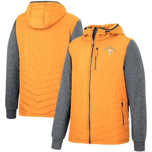 Men's Colosseum Tennessee Orange/Charcoal Tennessee Volunteers Course Herringbone Full-Zip Hoodie