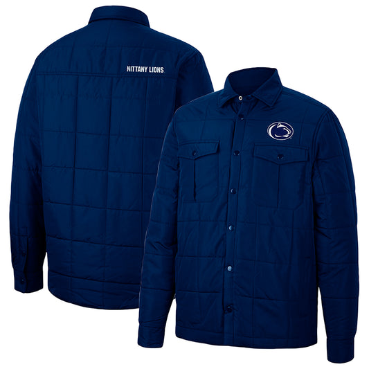 Men's Colosseum Navy Penn State Nittany Lions Detonate Quilted Full-Snap Jacket