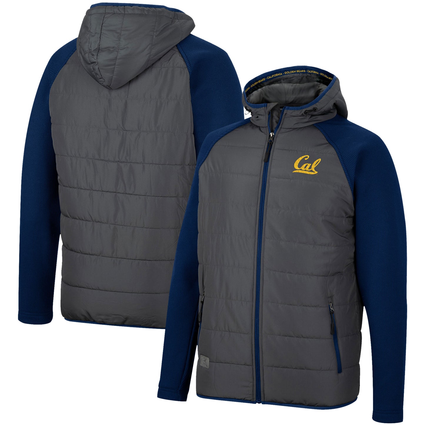 Men's Colosseum Charcoal/Navy Cal Bears Good On You Raglan Full-Zip Jacket