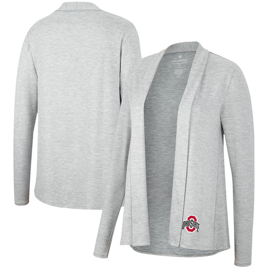 Women's Colosseum Heathered Gray Ohio State Buckeyes Charlton Open Cardigan