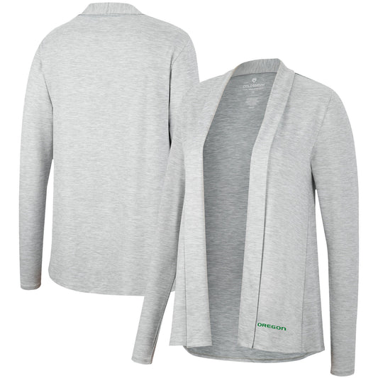 Women's Colosseum Heathered Gray Oregon Ducks Charlton Open Cardigan