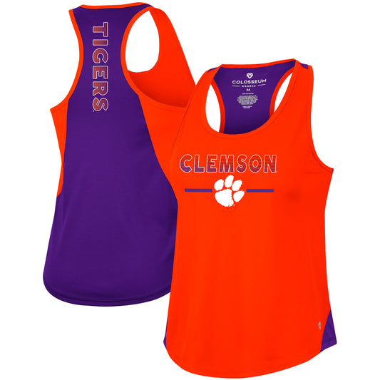 Women's Colosseum Orange Clemson Tigers Sachs 2-Hit Scoop Neck Racerback Tank Top