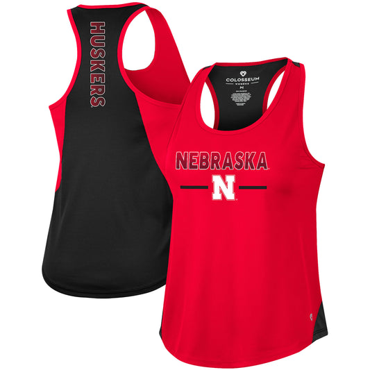 Women's Colosseum Scarlet Nebraska Huskers Sachs 2-Hit Scoop Neck Racerback Tank Top