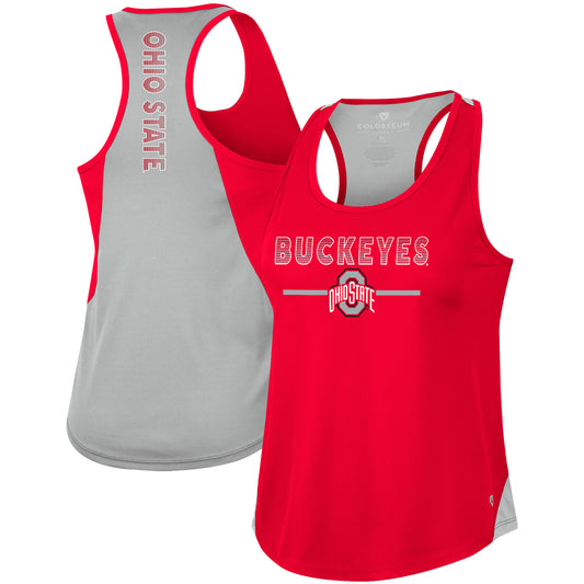 Women's Colosseum Scarlet Ohio State Buckeyes Sachs 2-Hit Scoop Neck Racerback Tank Top