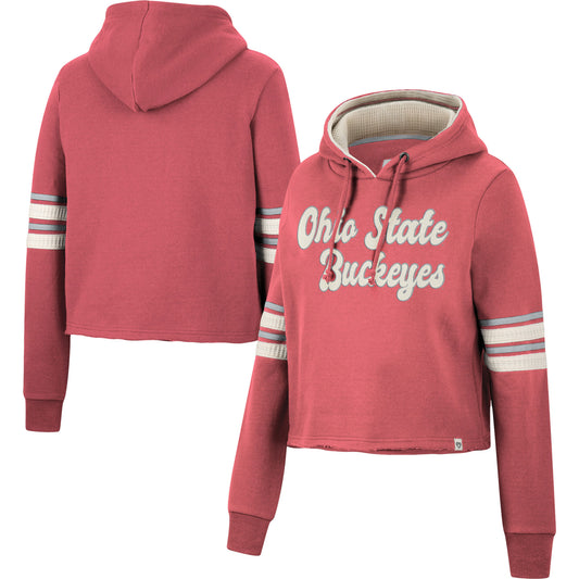 Women's Colosseum Scarlet Ohio State Buckeyes Retro Cropped Pullover Hoodie