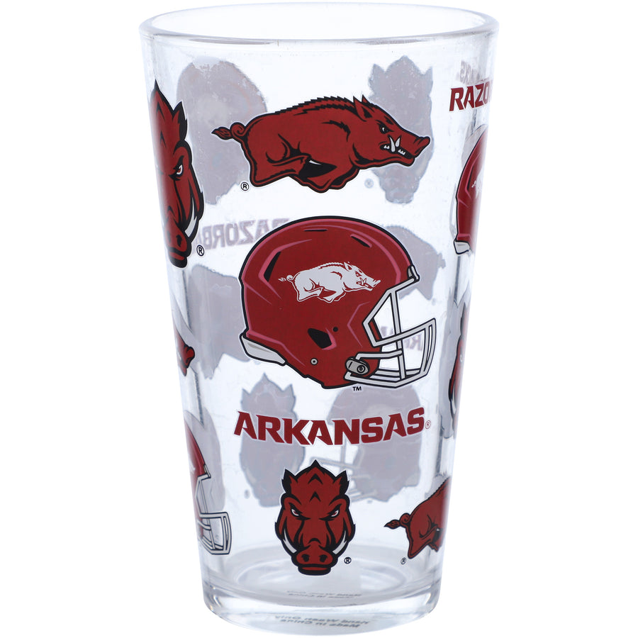 Arkansas Razorbacks 16oz. Allover Print Pint Glass