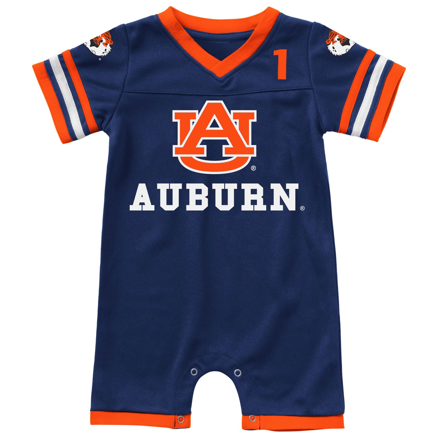 Newborn & Infant Colosseum Navy Auburn Tigers Bumpo Football Romper