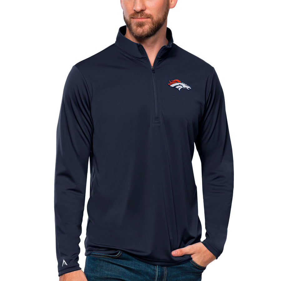 Men's Antigua Navy Denver Broncos Tribute Quarter-Zip Lightweight Pullover Top